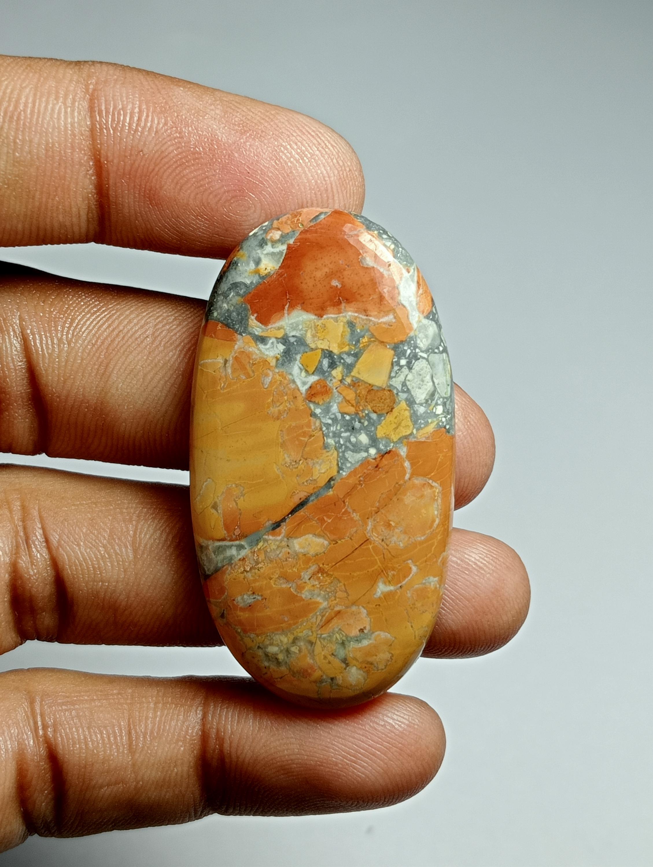 Maligano Jasper Cabochon: Loose Gemstone, 63cts (45x24 Mm)