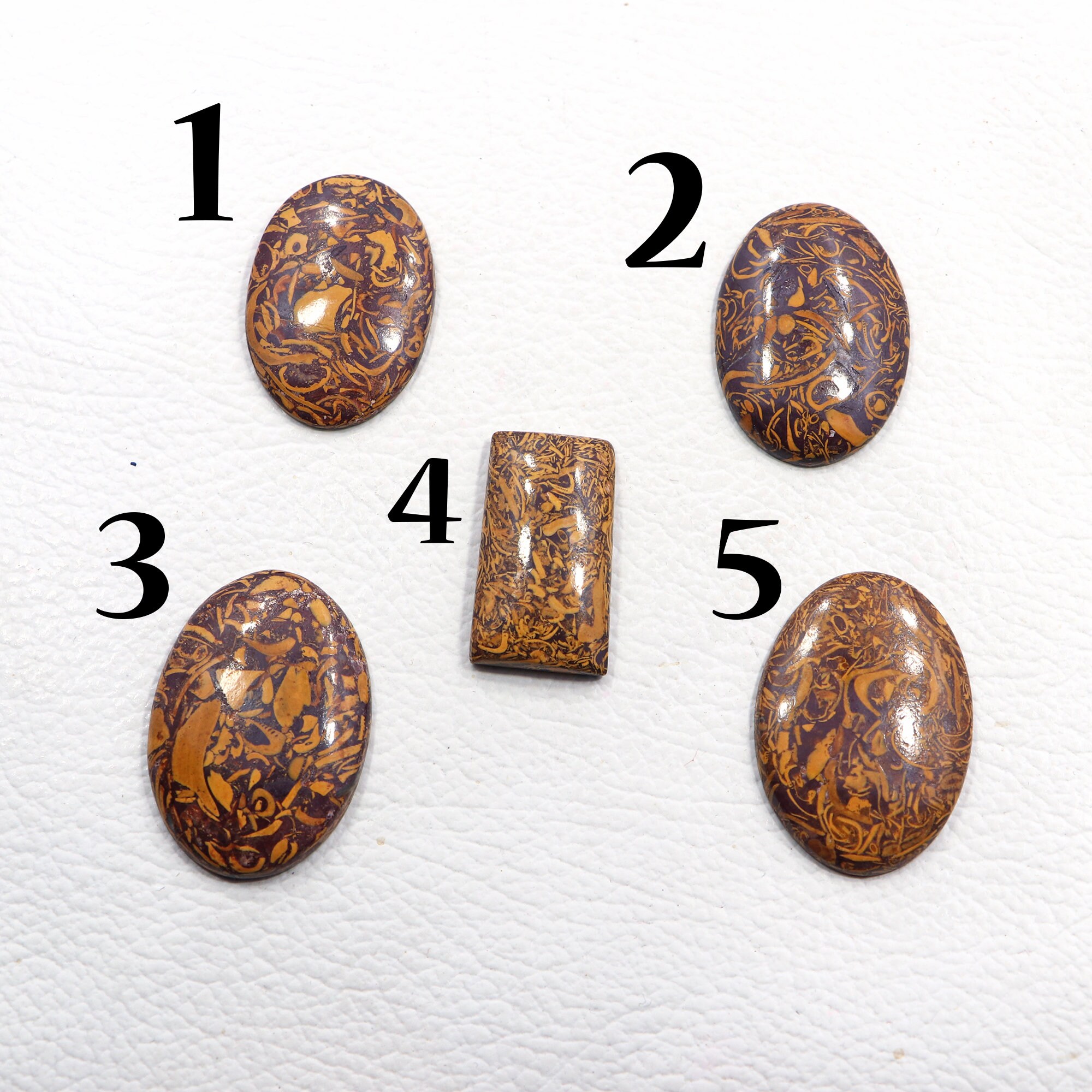 Mariam Jasper Cabochon: Yellow Calligraphy Gemstone For Jewelry Making