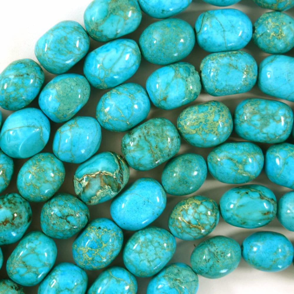 12mm - 14mm Blue Sea Sediment Jasper Pebble Nugget Beads 15.5" Strand