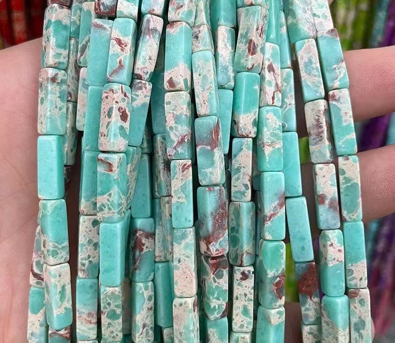 4x13mm Sea Sediment Imperial Jasper Square Nugget Beads,wholesale Loose Beads Supply,one Strand 15"