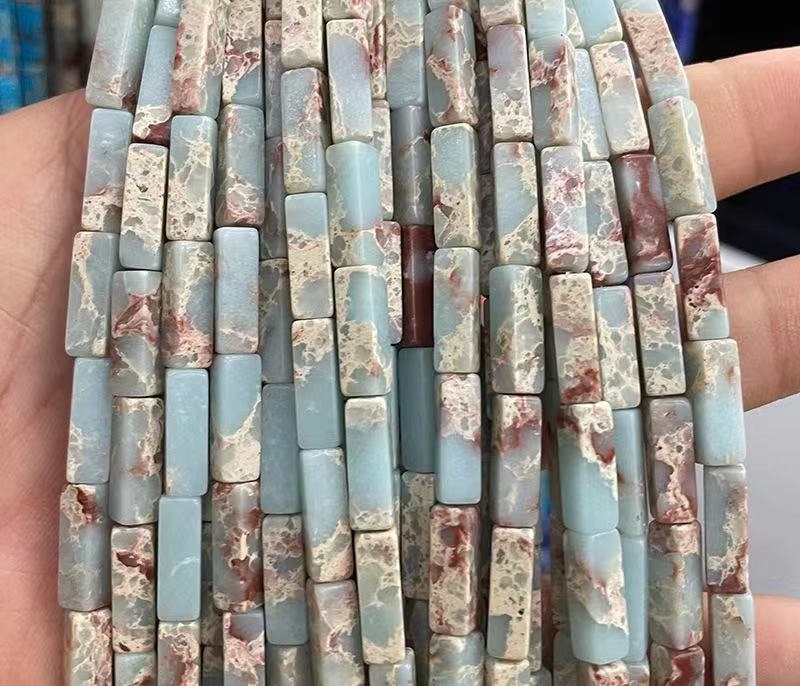 4x13mm Sea Sediment Imperial Jasper Square Nugget Beads,wholesale Loose Beads Supply,one Strand 15"