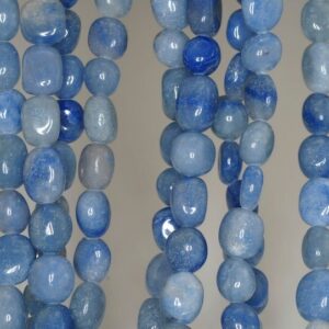 Blue Jasper Gemstone Sky Blue Pebble 10x8-8x6mm Loose Beads 7.5 Inch Half Strand (90191890-b63)