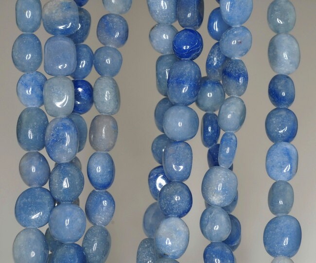 Blue Jasper Gemstone Sky Blue Pebble 10x8-8x6mm Loose Beads 7.5 Inch Half Strand (90191890-b63)