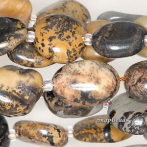 Chinese Painting Jasper Gemstone Grade A Pebble 7x10mm-10x14mm Loose Beads 15.5 Inch Full Strand (90149566-109)