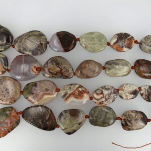 Colorful jasper pebble beads.Creek jasper. Multi color stone. Natural freeform. Six pieces.