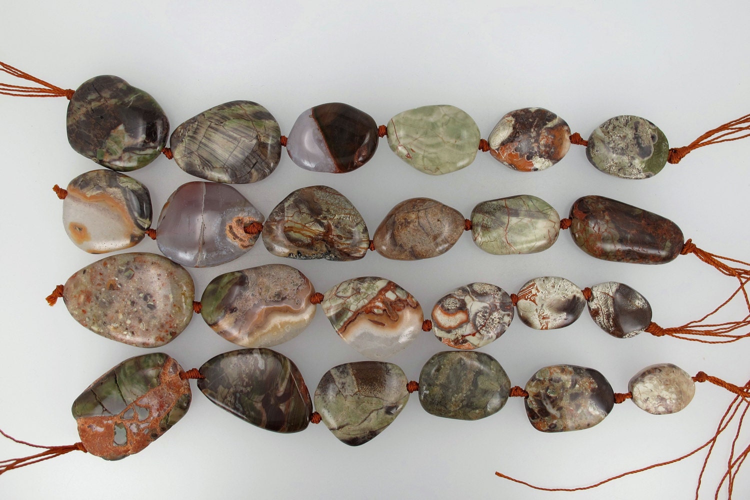 Colorful Jasper Pebble Beads.creek Jasper. Multi Color Stone. Natural Freeform. Six Pieces.