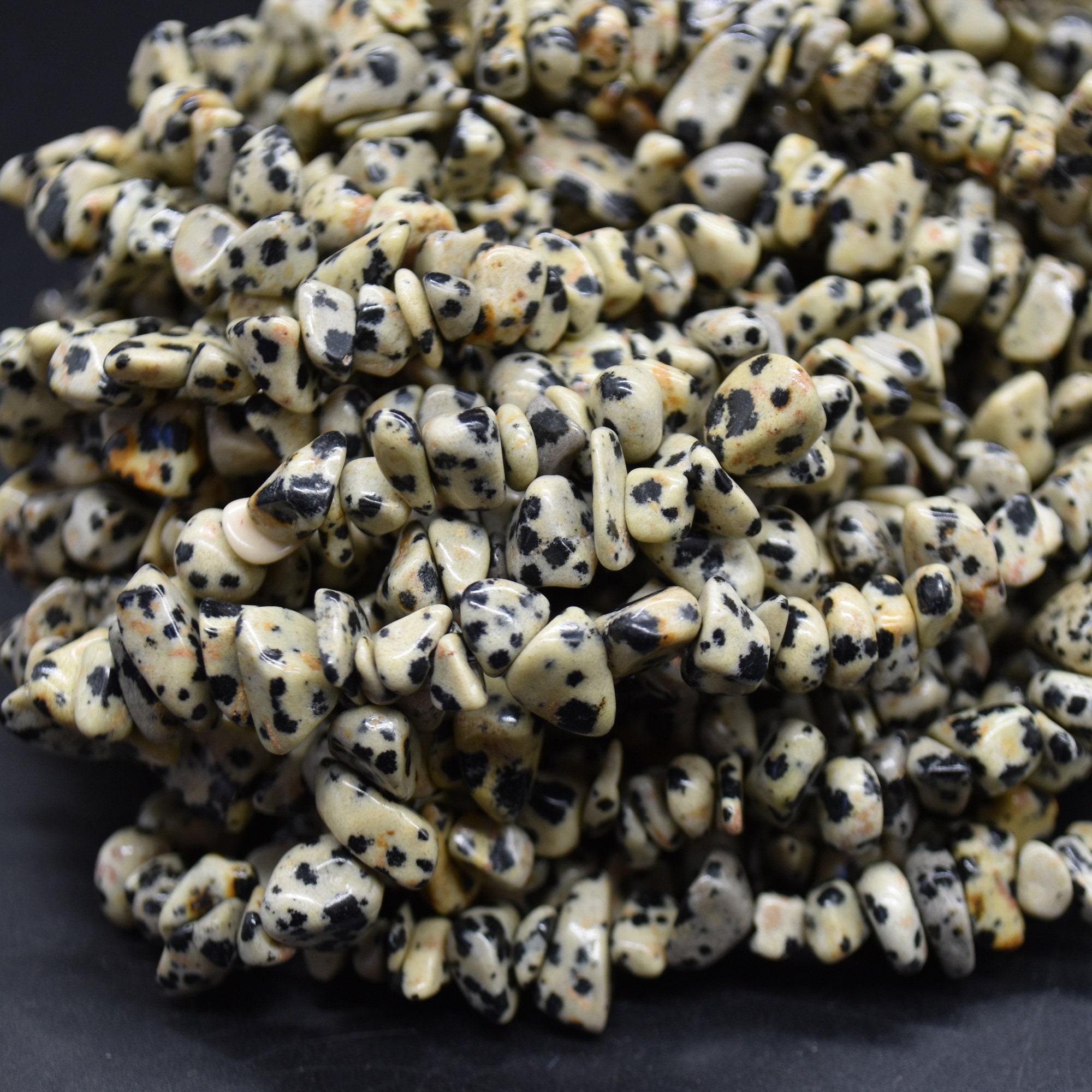 Dalmatian Jasper Gemstone Chips Nuggets Beads - 5mm - 8mm, 32" Strand