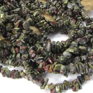 Dragon Blood Jasper Chips, 36" inch Strand, Red and Green Jasper Beads, Item 157gss