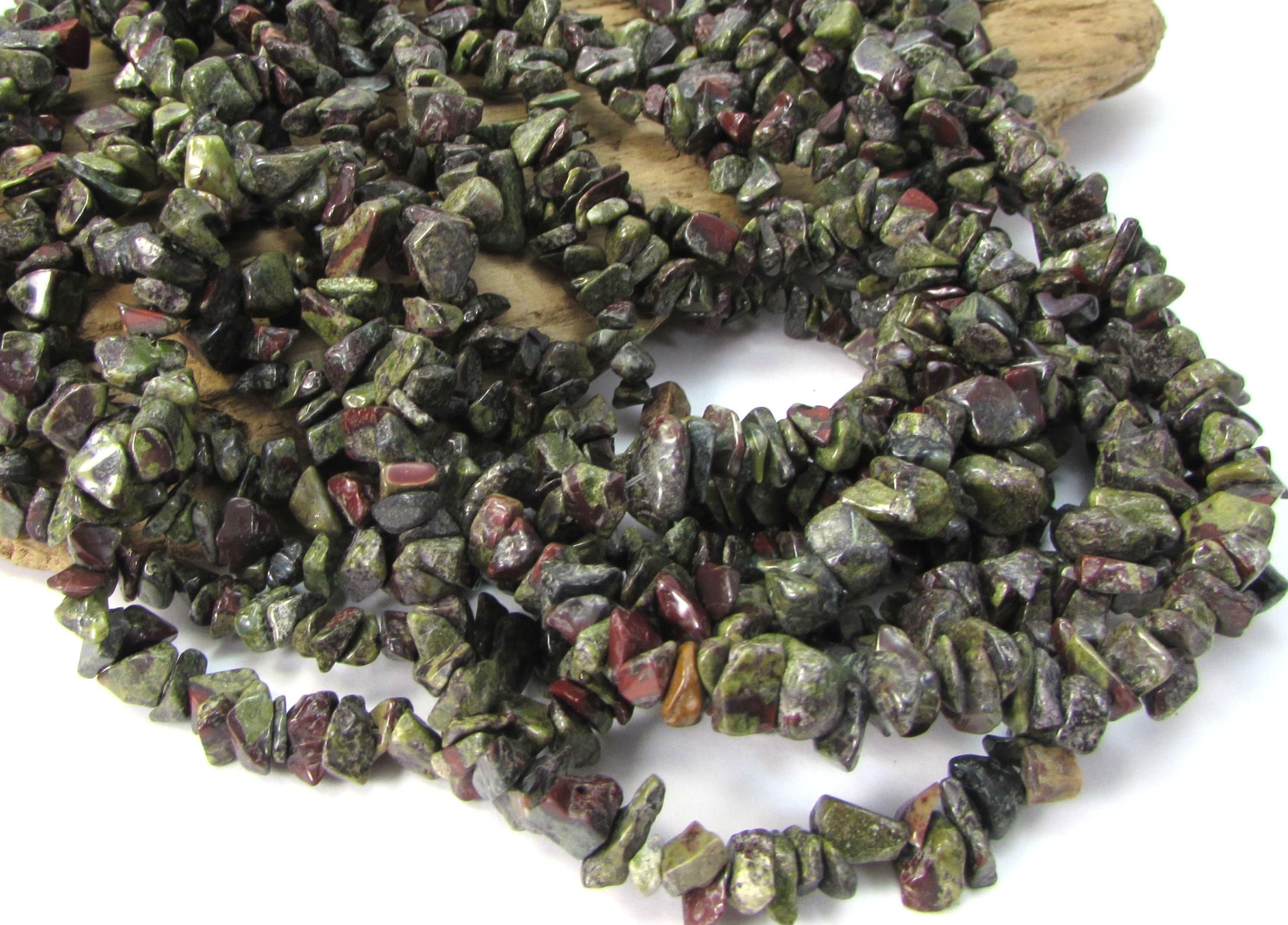 Dragon Blood Jasper Chips, 36" Inch Strand, Red And Green Jasper Beads, Item 157gss