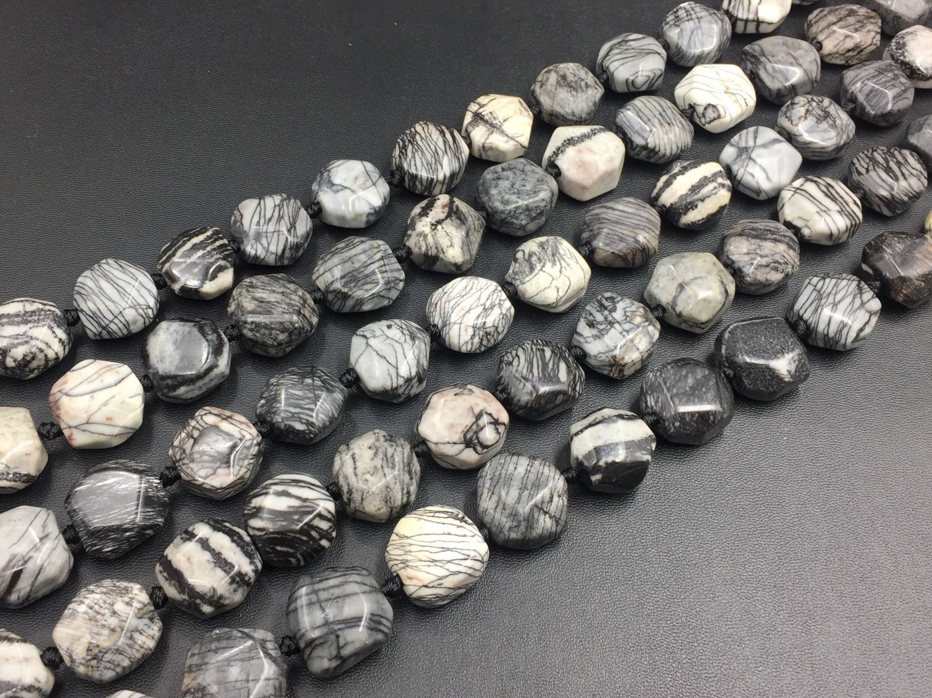 Faceted Net Jasper Cushion Beads Striped Black Net Jasper Beads Octagon Beads Nugget Beads Focal Pendant Jewelry Beads 15.5" Full Strand Faceted Net Jasper Cushion Beads Striped Black Net Jasper Beads Octagon Beads Nugget Beads Focal Pendant Jewelry Beads 15.5" Full Strand