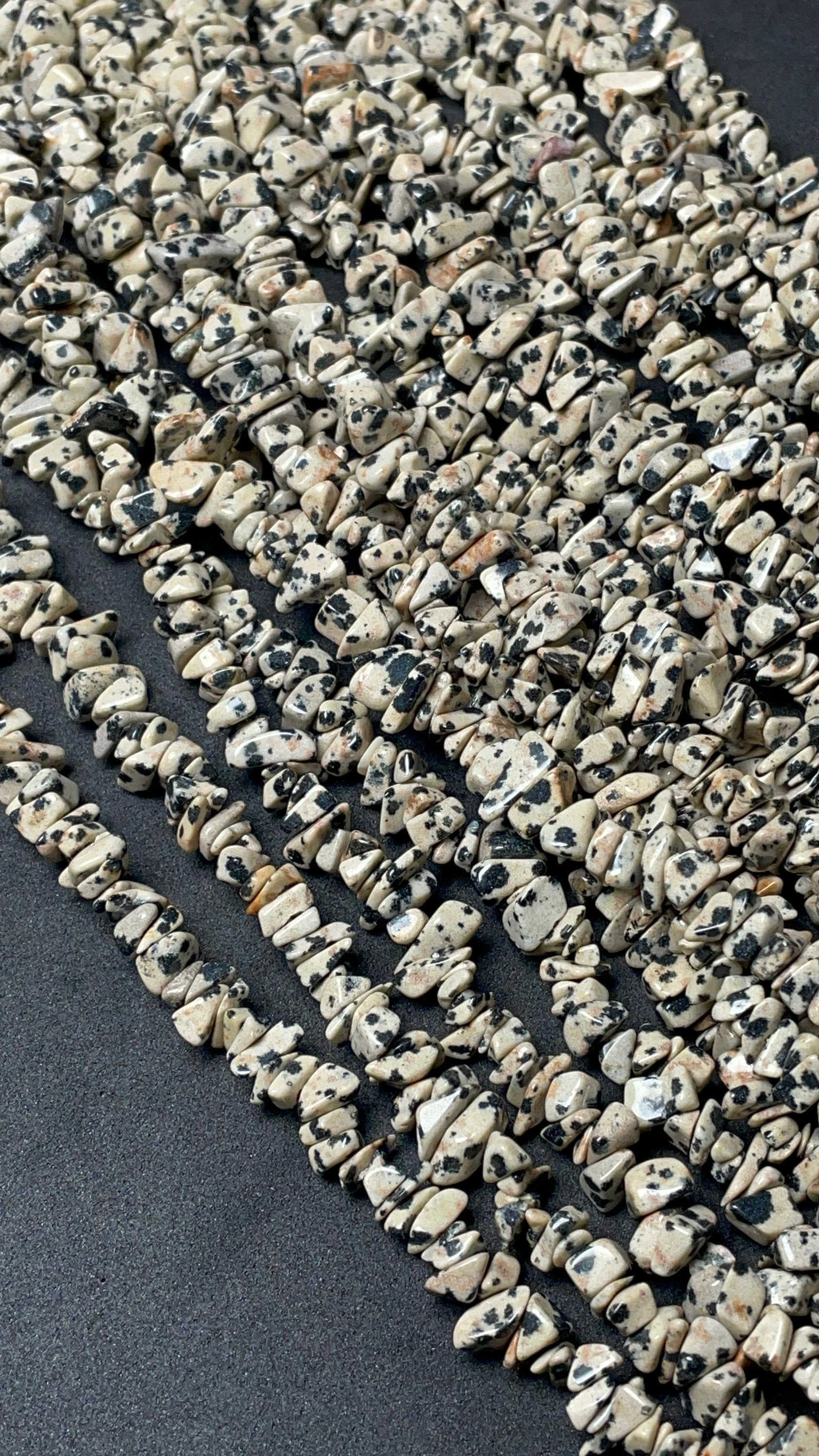 Good Quality 34 Inch Long Strand Natural Dalmation Jasper Gemstone, Freeform Smooth Uncut Chips