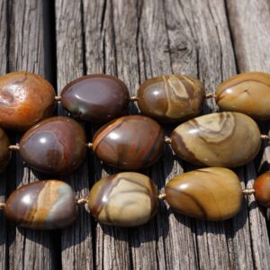 Landscape/ Polychrome jasper pebble beads 14-18mm (ETB00389) Unique jewelry/Vintage jewelry/Gemstone necklace