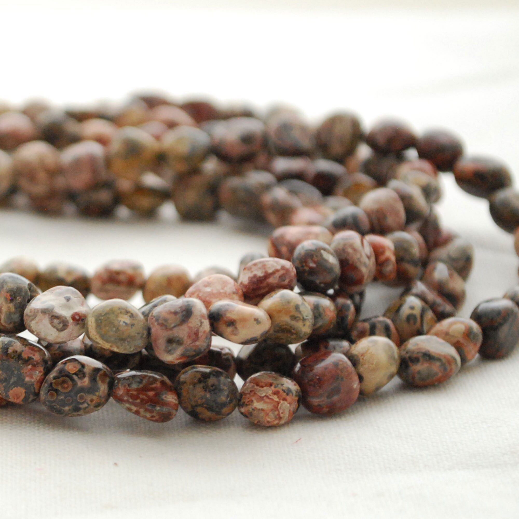 Leopard Skin Jasper Gemstone Tumblestone Nugget Pebble Beads - 5mm - 8mm - 15" Strand