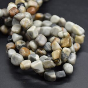 Picasso Jasper Gemstone Pebble Tumblestone Nugget Beads - 7mm - 10mm - 15" Strand