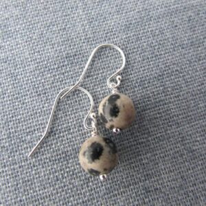 Dalmatian Jasper Earrings: Sterling Silver Coin Jewelry