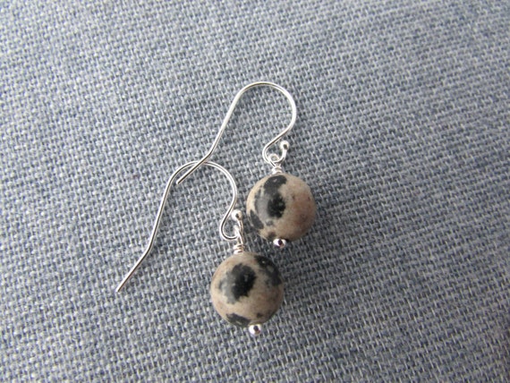 Dalmatian Jasper Earrings: Sterling Silver Coin Jewelry