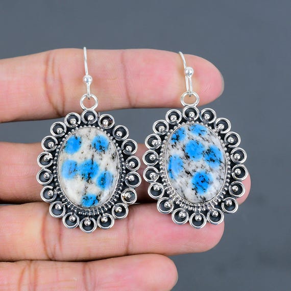 Handmade K2 Jasper Earrings: Sterling Silver Drop Jewelry