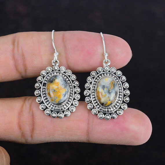 Maligano Jasper Earrings: Handmade 925 Sterling Silver Gemstone Jewelry