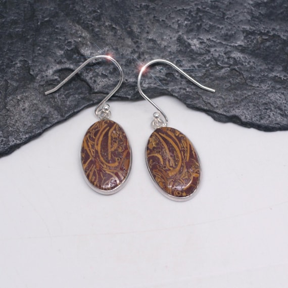 Nature's Calligraphy - Miriam Jasper And Sterling Silver Earrings