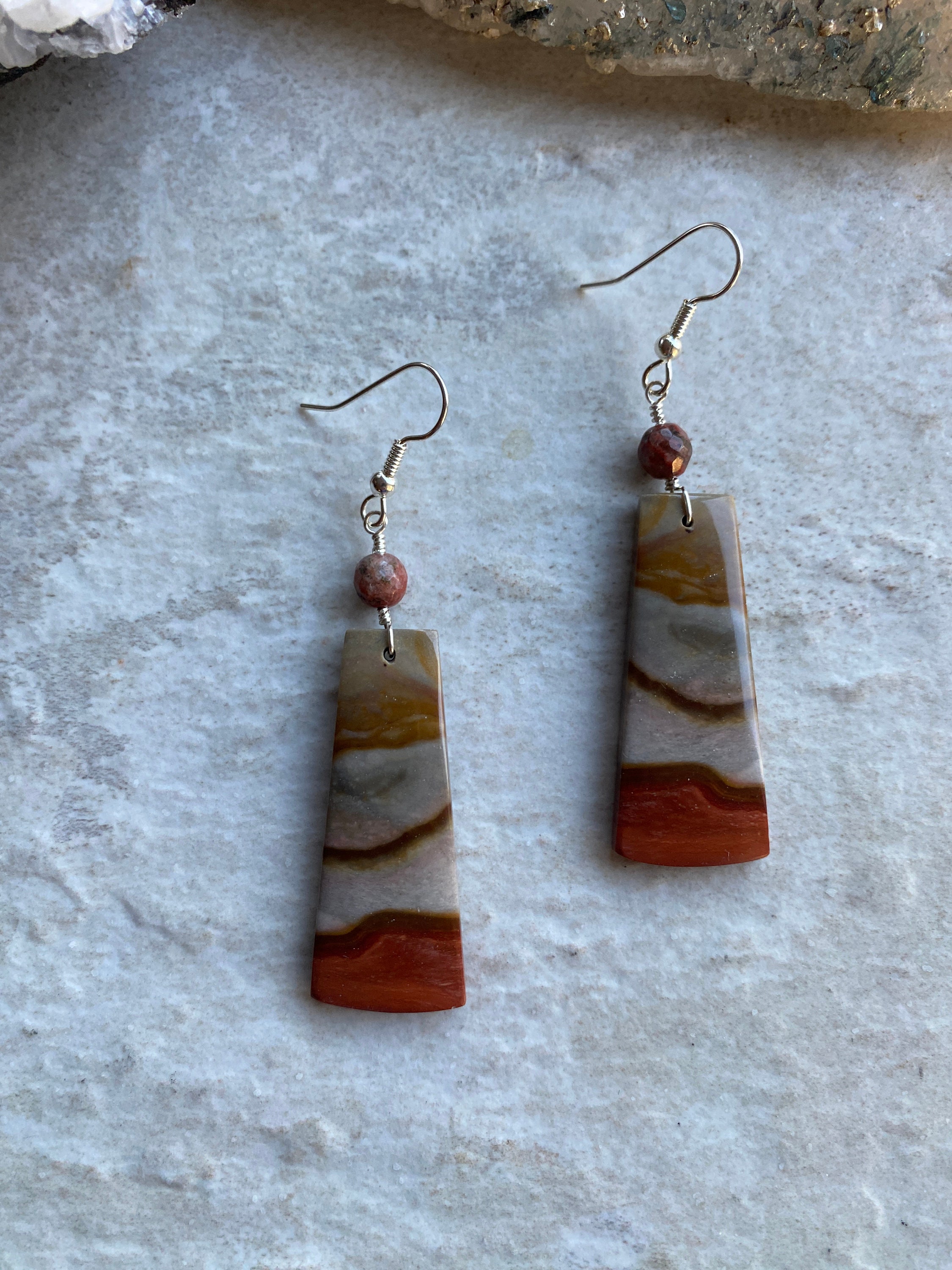 Picasso Jasper Sterling Silver Drop Earrings: Handmade Dangle Jewelry