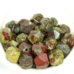 10MM Dragon Blood Jasper Beads Star Cut Faceted Grade AAA Genuine Natural Gemstone Loose Beads 15" LOT 1,3,5,10 and 50 (80005361-M24)