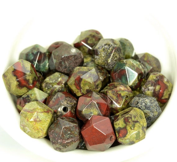 10mm Dragon Blood Jasper Beads Star Cut Faceted Grade Aaa Genuine Natural Gemstone Loose Beads 15" Lot 1,3,5,10 And 50 (80005361-m24)