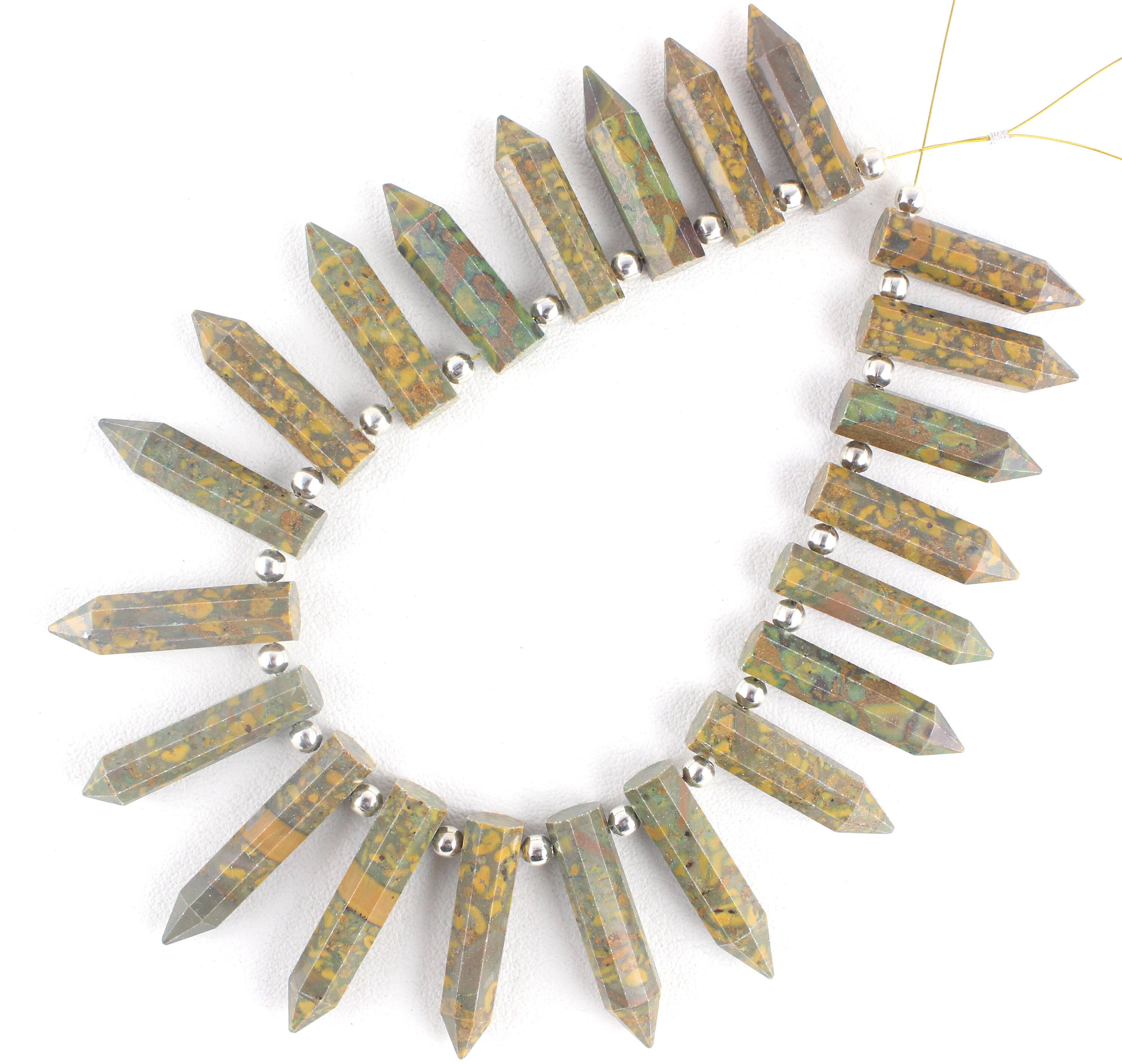 22 Piece Faceted Fruit Jasper Pencil Beads: Semi-precious Gemstone