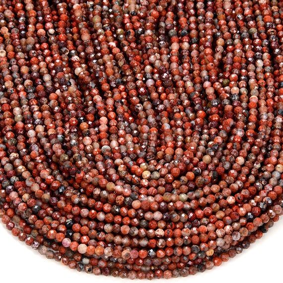 3mm Natural Breccia Jasper Gemstone Micro Faceted Round Beads 15 Inch Full Strand Bulk Lot 1,2,6,12 And 50 (80016222-p50)