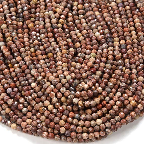 4mm Natural Brown Lace Jasper Gemstone Grade Aa Micro Faceted Round Beads 15 Inch Full Strand Bulk Lot 1,2,6,12 And 50 (80016239-p51)