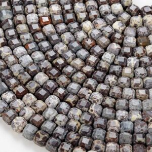 8MM Natural Exotic Asteroid Jasper Gemstone Grade AAA Micro Faceted Cube Loose Beads BULK LOT 1,2,6,12 and 50 (D98A)