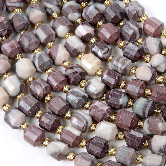 8mm Natural Ribbon Jasper Gemstone Faceted Prism Double Point Cut Loose Beads Bulk Lot 1,2,6,12 And 50 (d38)