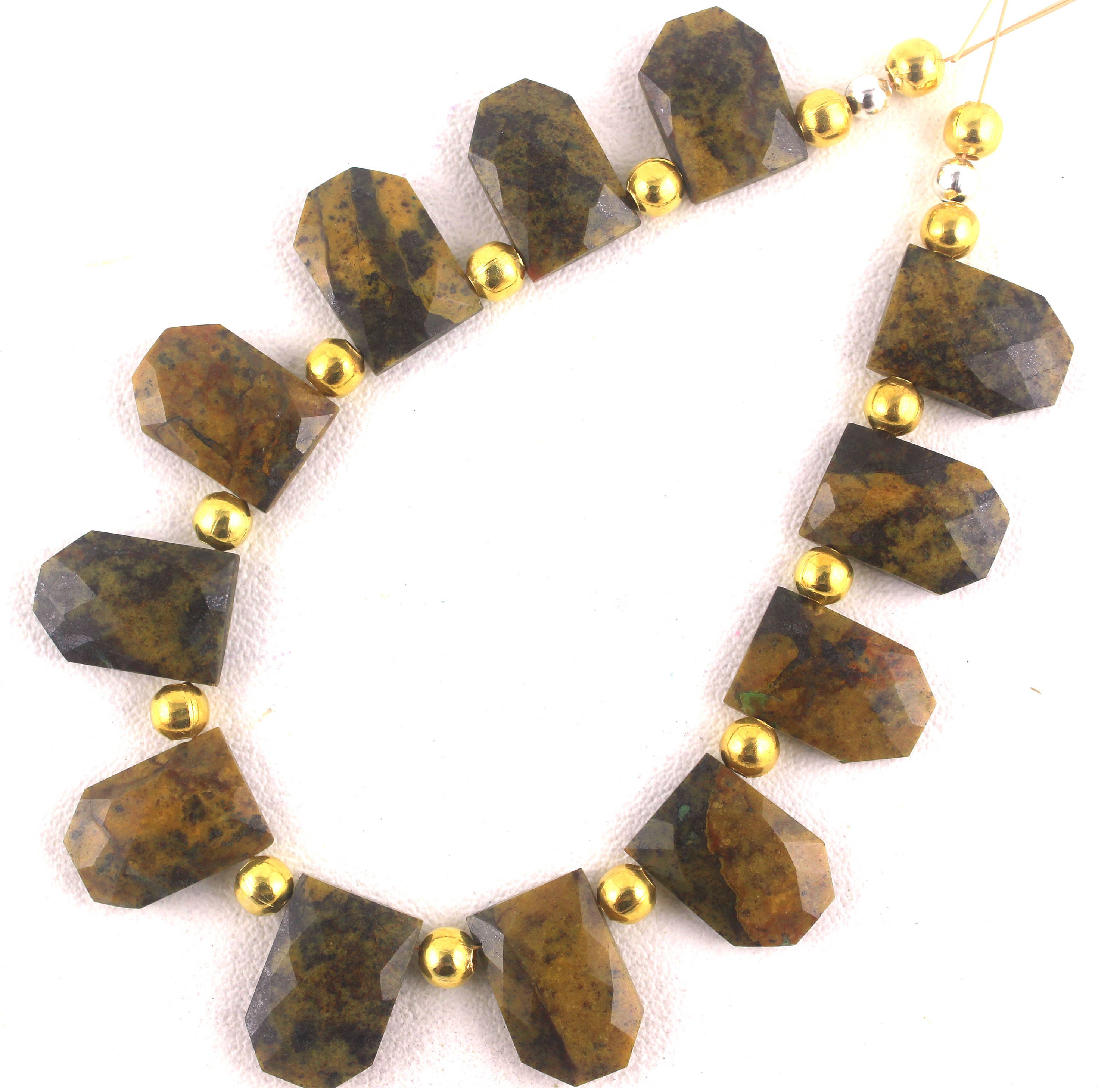 Faceted Honey Jasper Strand: Hexagon Gemstone Beads, 7" Long