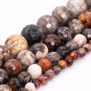 Multicolor Coral Fossil Jasper Beads Genuine Natural Grade AAA Gemstone Micro Faceted Round Loose Beads 6MM 8MM 10MM Bulk Lot Options