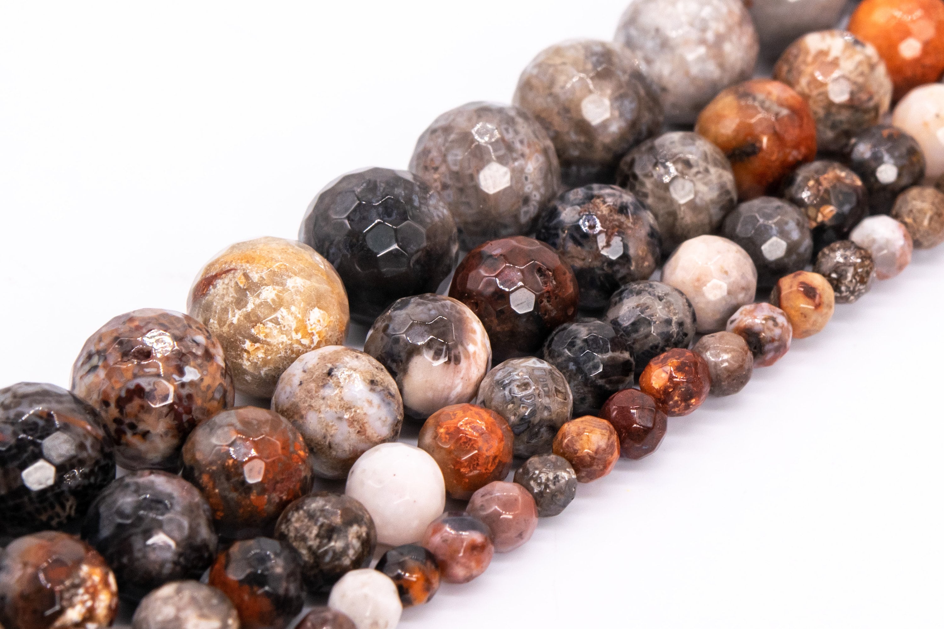 Multicolor Coral Fossil Jasper Beads Genuine Natural Grade Aaa Gemstone Micro Faceted Round Loose Beads 6mm 8mm 10mm Bulk Lot Options