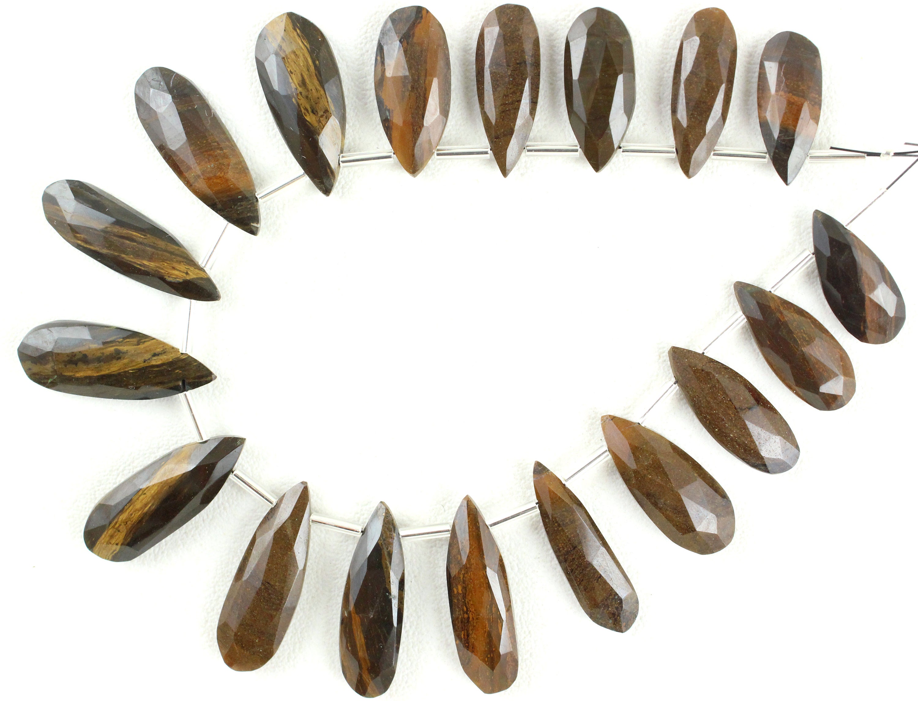 Faceted Pear Shape Wooden Jasper Strand: Brown Gemstone Beads (7x19-10x27 Mm)
