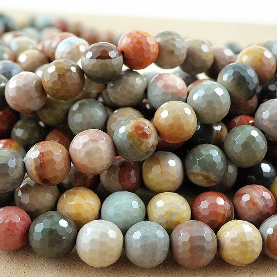 Polychrome Jasper Beads (round)(faceted)(6mm)(8mm)(10mm)((16"strand)