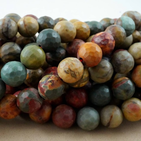 Red Creek Jasper Beads (round)(faceted)(4mm)(6mm)(8mm)(10mm)(12mm)(16"strand)