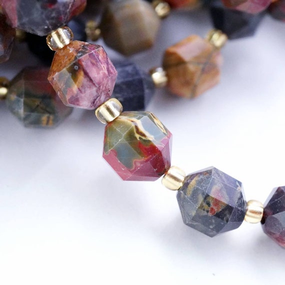 Red Creek Jasper Beads(barrel)(faceted)(8x7mm)(16"strand)