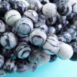Spider Web Jasper Beads (Round)(Faceted)(4mm)(6mm)(8mm)(10mm)(16"Strand)