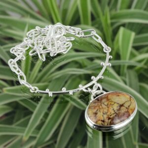 Birds Eye Jasper Necklace: Handmade 925 Sterling Silver Adjustable Chain