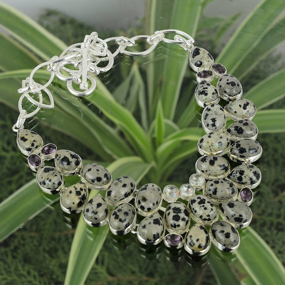 Dalmatian Jasper Sterling Silver Necklace: Handmade Gemstone Jewelry