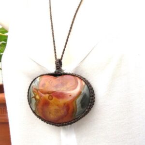 Extra large heart shaped Polychrome Jasper necklace, gemstone jewelry,  gemstone necklace, necklace gift ideas, statement necklace