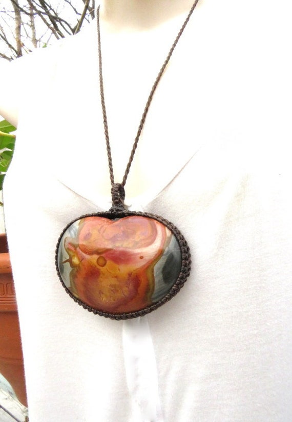Extra Large Heart Shaped Polychrome Jasper Necklace, Gemstone Jewelry, Gemstone Necklace, Necklace Gift Ideas, Statement Necklace Extra Large Heart Shaped Polychrome Jasper Necklace, Gemstone Jewelry, Gemstone Necklace, Necklace Gift Ideas, Statement Necklace