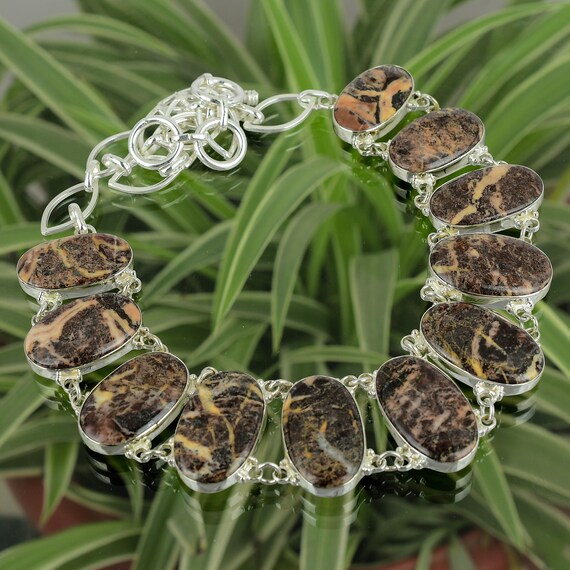 Handmade Coconut Jasper 925 Sterling Silver Necklace - Boho Adjustable Chain
