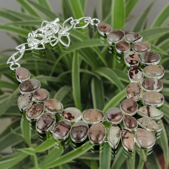 Handmade Coffee Bean Jasper 925 Sterling Silver Necklace - Adjustable Handmade Coffee Bean Jasper 925 Sterling Silver Necklace - Adjustable