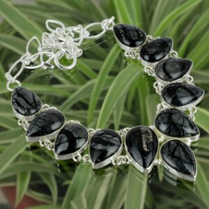 Handmade Picasso Jasper 925 Sterling Silver Necklace - Adjustable Chain