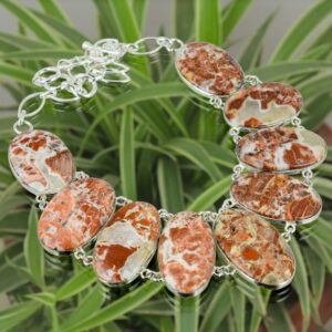 Handmade Rainbow Jasper 925 Sterling Silver Necklace - Adjustable