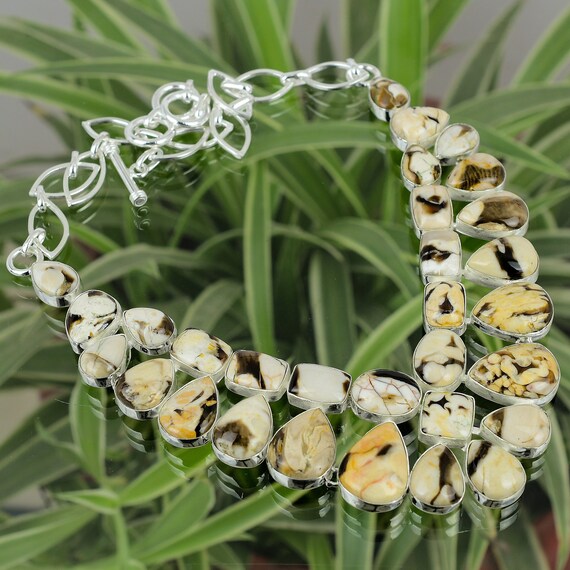 Peanut Wood Jasper 925 Sterling Silver Necklace - Adjustable Chain