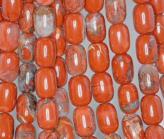 18x13mm Red Brick Jasper Gemstone Barrel Drum Loose Beads 7.5 Inch Half Strand Lot 1,2, And 6 (90184594-845)
