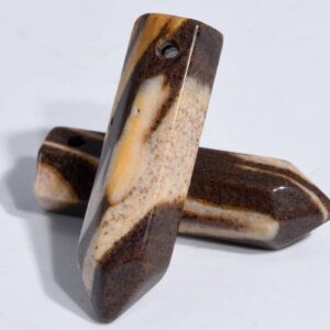 2 Pcs 30x8MM Australia Zebra Jasper Beads Healing Hexagonal Pointed AAA Genuine Natural Loose Beads BULK LOT 2,4,6,12,50 (103325-722)